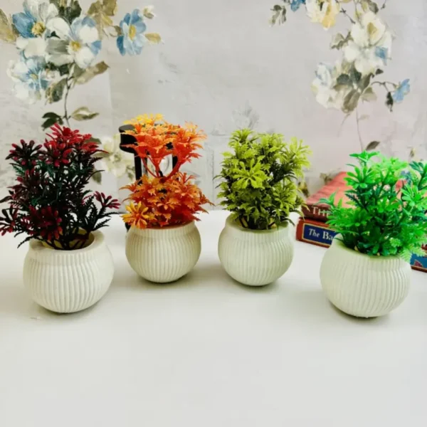 Pack Of 4 Mini Planters | Artificial Decoration Mini Plants - Image 6