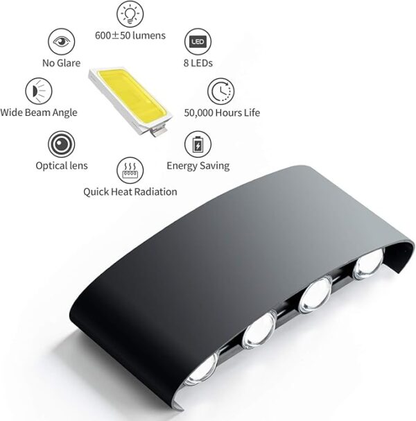 8 Way 8 Side Outdoor Waterproof Wall Light, Fancy Led Light For Wall, Aluminium Ip65 Waterproof Outdoor Wall Lamps 8 Watts - Image 4