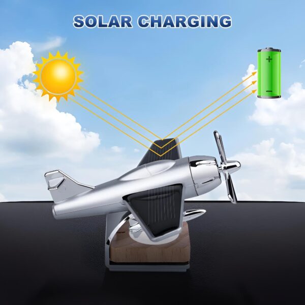 Cadecoration Plan Solar Powered Aeroplane Car Air Freshener – Car Dashboard Solar Decoration Plane -(random Design) - Image 3