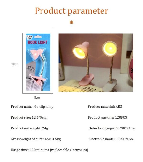 Mini Book Light With Clip Portable Led Reading Lamp Travel Bedroom Night Light Night Lights Eye Protections (random Color) - Image 4