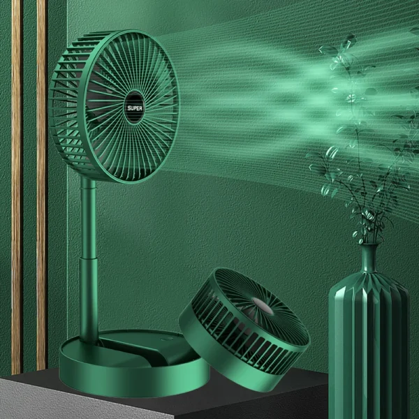Rechargeable – Portable Telescopic Folding Fan | Usb Foldable | Table Desk Fan | Telescopic Design Floor | 3 Speeds Adjustable Height Fan (random Color) - Image 2