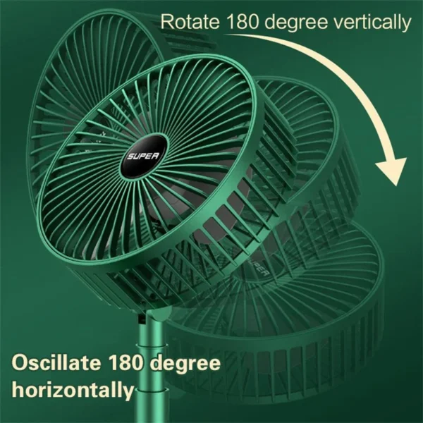 Rechargeable – Portable Telescopic Folding Fan | Usb Foldable | Table Desk Fan | Telescopic Design Floor | 3 Speeds Adjustable Height Fan (random Color) - Image 3