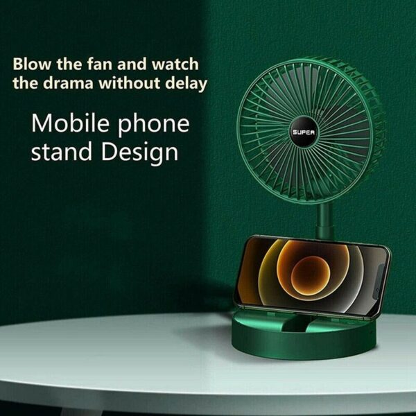 Rechargeable – Portable Telescopic Folding Fan | Usb Foldable | Table Desk Fan | Telescopic Design Floor | 3 Speeds Adjustable Height Fan (random Color) - Image 5