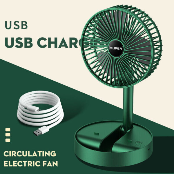 Rechargeable – Portable Telescopic Folding Fan | Usb Foldable | Table Desk Fan | Telescopic Design Floor | 3 Speeds Adjustable Height Fan (random Color) - Image 4