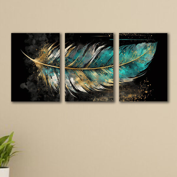 Set Of 3 Leaf Art Wooden Frames For Wall Decoration Sticky Photo Tiles - Image 2