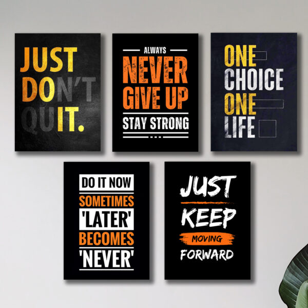 Set Of 5 Motivational Sticky Wooden Canvas Frames For Wall Decore Sticky Phototiles For Office Home Workplace