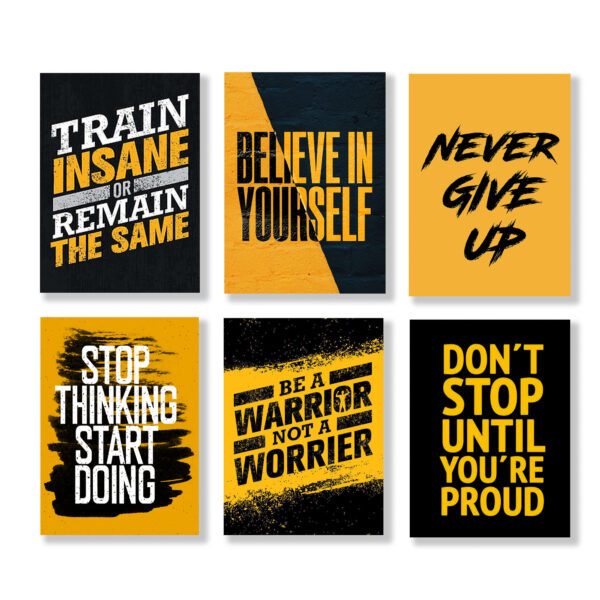 Set Of 6 Motivational Wooden Canvas Frames For Wall Decore / Sticky Phototiles - Image 2