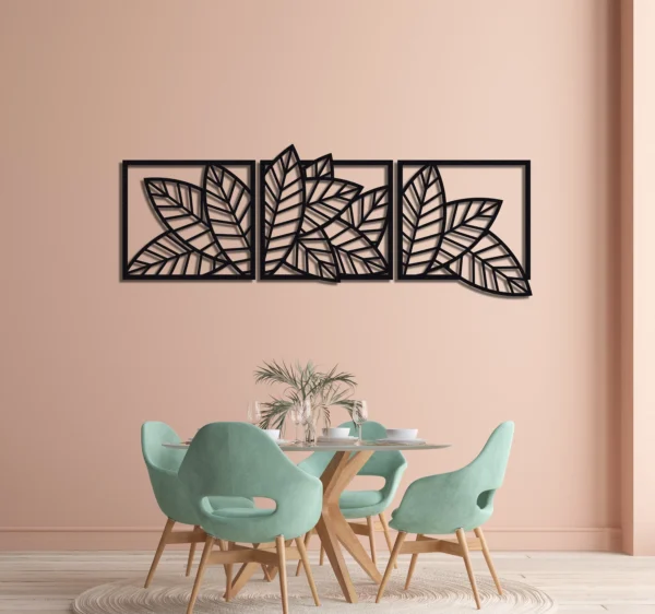 3d Wooden 3 Piece Long Leaf Panels | Wall Hanging Wooden Art | Wall Art I Wall Art For Room Decoration - Image 2