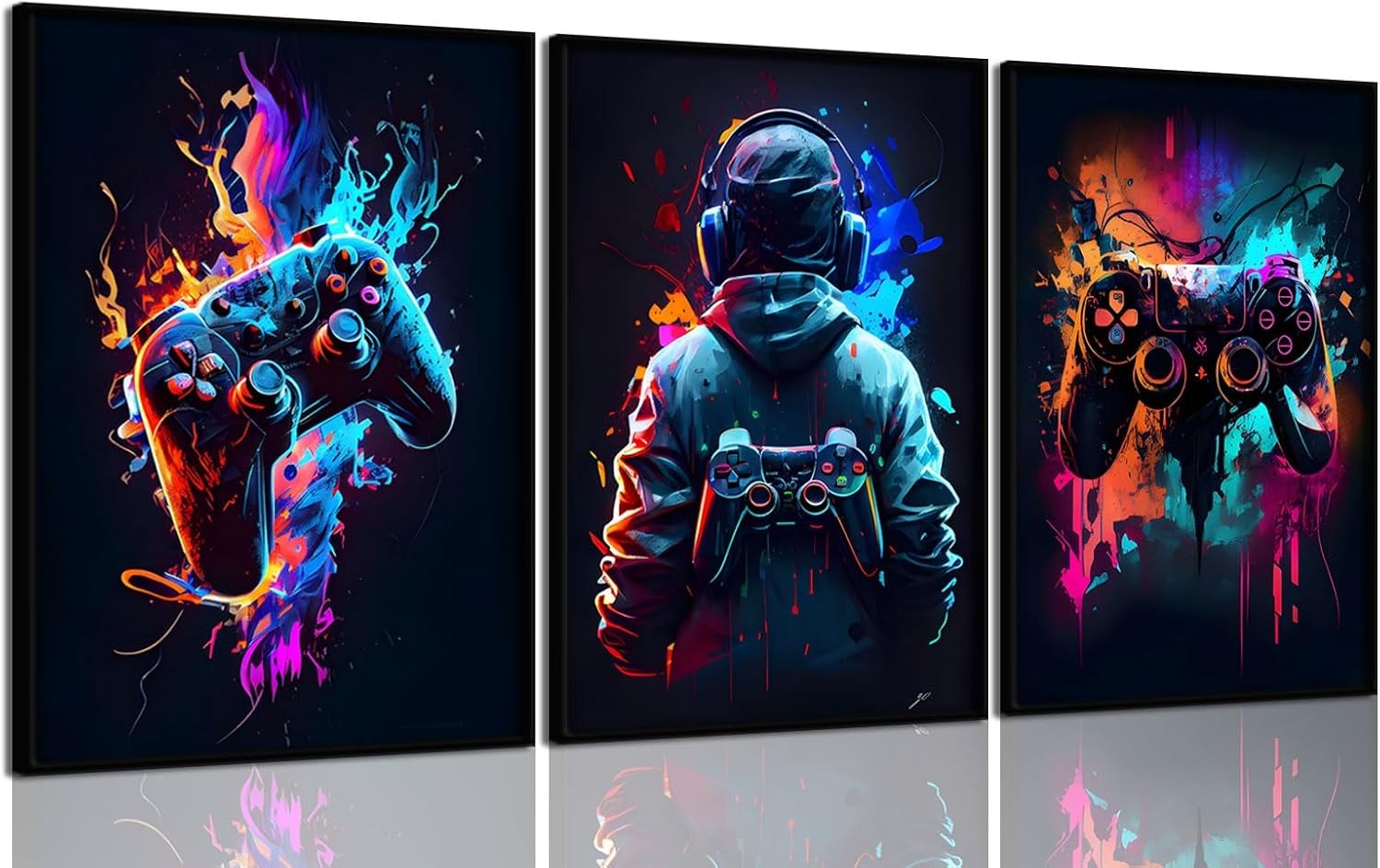 3pcs Cool Gaming Wall Art Retro Video Game Sticky Phototiles Wall Frames - Image 2