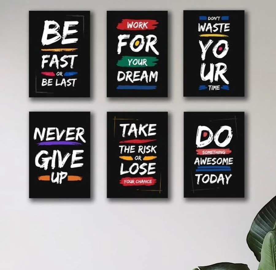 Set Of 6 Motivational Wooden Canvas Frames For Wall Decore 8×11 Inches Size / Sticky Phototiles Frames