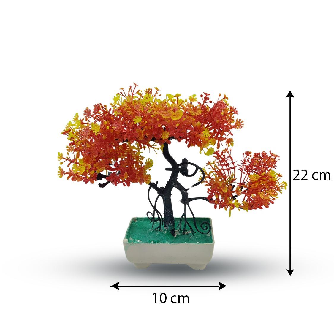 Orange Artificial Bonsai Tree ( 1 Piece )– Bonsai Tree Room Decor For Home, Office & Bedroom | Best Artificial Pot - Image 2