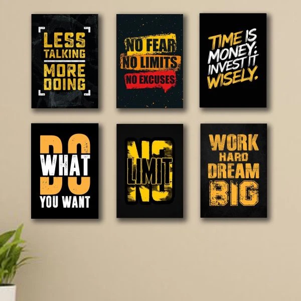 Set Of 6 Motivational Wooden Canvas Frames For Wall Decore 8×11 Inches Size / Sticky Phototiles Frames