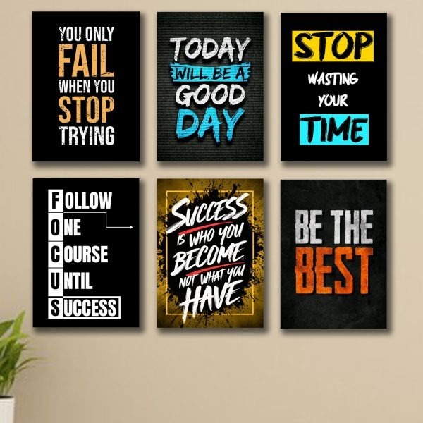 Set Of 6 Motivational Wooden Canvas Frames For Wall Decore 8×11 Inches Size / Sticky Phototiles Frames - Image 3