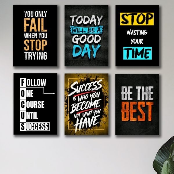 Set Of 6 Motivational Wooden Canvas Frames For Wall Decore 8×11 Inches Size / Sticky Phototiles Frames